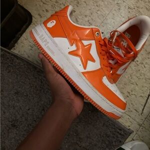 Bape Orange and White Sneakers